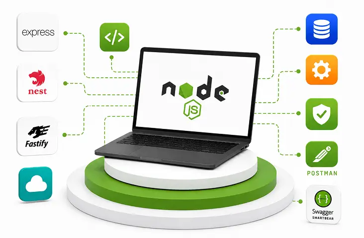 Node.js ecosystem and technology stack illustration