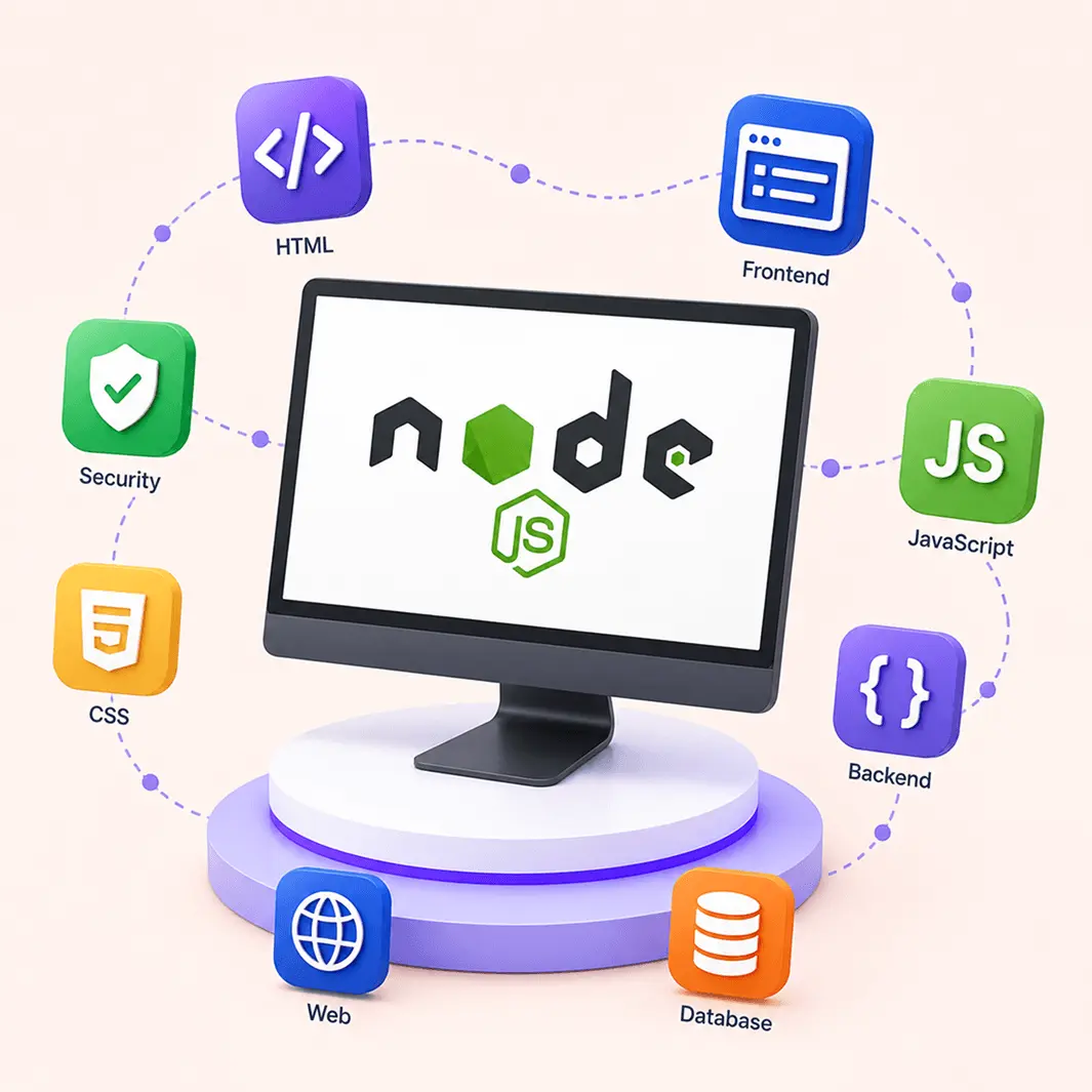 Node.js related resources and services illustration