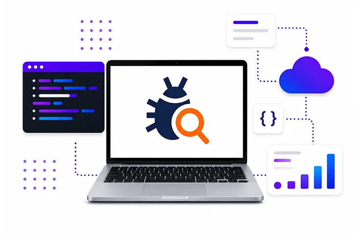 QA testing ecosystem and technology stack illustration