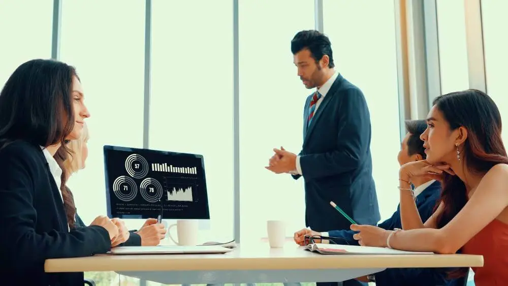 Team reviewing product goals and technical strategy before native app development begins